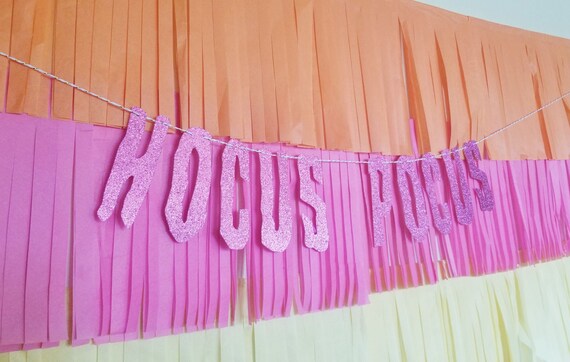 HOCUS POCUS -party banner-Halloween decor-glitter banner-garland-wall decor-party decor-spooky-happy halloween-witch decor Il_570xn