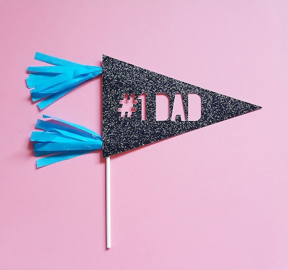 Fathers day #1 DAD cake topper- pennant flag cake topper - father's day decor - cake decor - happy fathers day - tassel cake topper Il_570xn