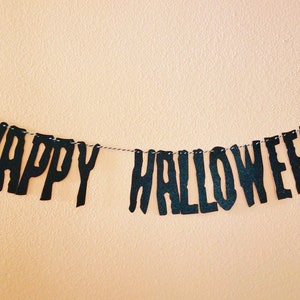 HAPPY HALLOWEEN party banner-Halloween decor-glitter banner-garland-wall decor-party decor-spooky halloween banner-cute halloween image 2