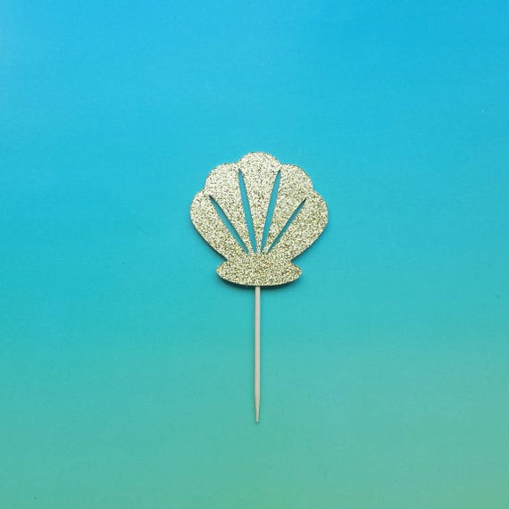 Seashell cupcake toppers -set of 12-glitter-birthday-wedding-baby shower-bridal shower-bachelorette-engagement-party-summer-mermaid Il_570xn