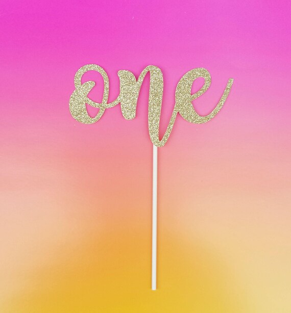 ONE cake topper -birthday-1 year old-glitter-birthday party decoration-first birthday-smash cake Il_570xn