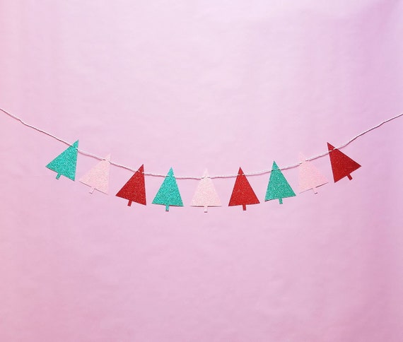Christmas tree garland- Christmas tree banner- holiday garland- holiday party banner- wall decor - holiday decor- Christmas decoration Il_570xn