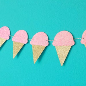 ICE CREAM GARLAND - Ice Cream Banner- Ice Cream Party- Ice Cream decorations- Birthday party decor- Summer decor- Summer party