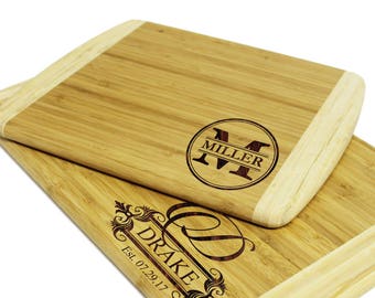 Personalized Bamboo Cutting Board, Large Cutting Board, Wedding Gift Cutting Board, Couple Cutting Board, Cutting Boards Handmade - Premium