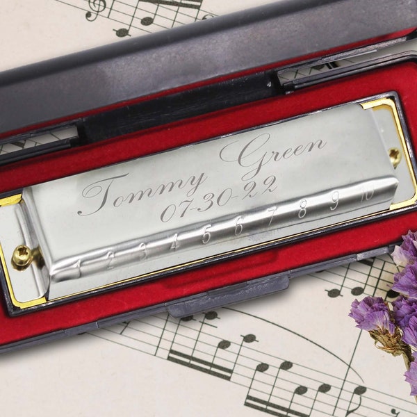 Personalized Stainless Steel Harmonica - Groomsmen Gift - Best Man- Fathers Day - Ring bearer - Engraved - Customized - Monogrammed for Free