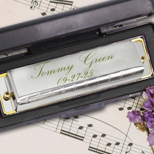 Personalized Stainless Steel Harmonica - Groomsmen Gift - Best Man- Fathers Day - Ring bearer - Engraved - Customized - Monogrammed for Free