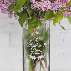 Personalized Flower Vase, Centerpieces for Wedding, Centerpiece Vase, Table Center Pieces, Engraved Flower Vase, Glass Vase Centerpiece image 4