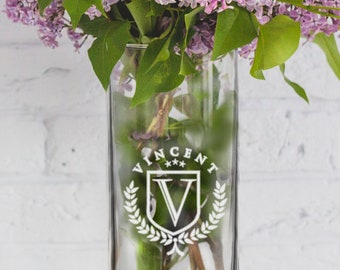 Personalized Vase, Flower Vase Glass, Monogrammed Flower Vase, Custom Flower Vase Wedding, Vase for Flowers, Etched Glass Vase, Custom Vase
