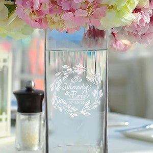 Personalized Centerpiece, Table Centerpiece Wedding, Custom Flower Vase, Vase for Centerpiece, Glass Vase Wedding, Flower Vase Centerpiece image 1