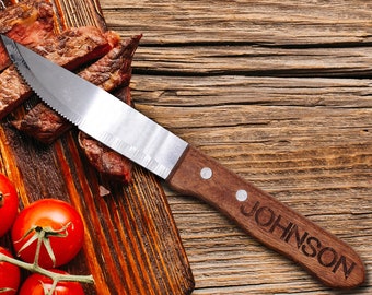 Steak Knives, Custom Steak Knives, Customizable Steak Knives, Steak Knife Gift Set, Wood Steak Knives, Wood Handle Steak Knives