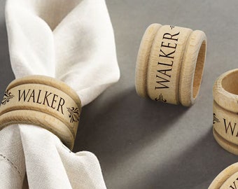 Wood Napkin Ring, Personalized Napkin Holder, Engraved Wooden Napkin Ring for Weddings, Custom Napkin Holder Wedding, Napkin Ring for Table