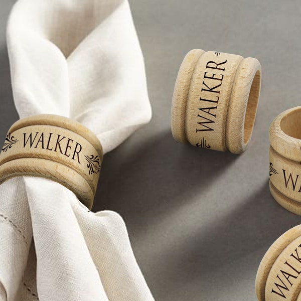 Wood Napkin Ring, Personalized Napkin Holder, Engraved Wooden Napkin Ring for Weddings, Custom Napkin Holder Wedding, Napkin Ring for Table
