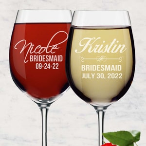 Etched Red Wine Glasses Team Bride - Design: WG2 - Everything Etched