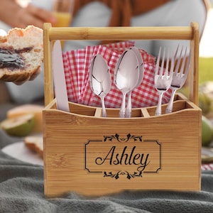 Utensil Picnic Caddy Silverware Caddy Condiment Holder Outdoor Miniature Picnic Table Snack Holder Etsy