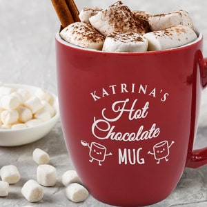 Personalized Hot Chocolate Mug, Family Mugs Personalized, Kids Hot Cocoa Mug, Kids Hot Chocolate Mugs, Camping Mug Kids, Marshmallow Mugs