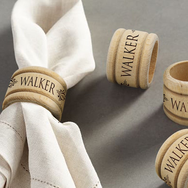 Monogrammed Wooden Napkin Ring Holder, Personalized Wood Napkin Ring, Engraved Napkin Holder, Rustic Wedding Favors, Wood Wedding Favors
