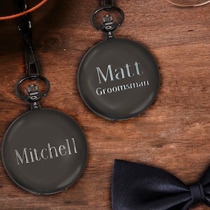 Groomsmen Gift - Gifts for Groomsmen - Groomsman Gift - Personalized Gunmetal Pocket Watch - Engraved Pocket Watch - Custom Pocket Watch