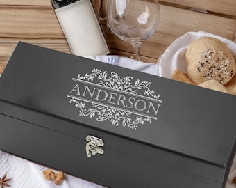 Wine Gift Box, Wedding Wine Box, Wood Wine Holder, Couples Wine Box, Personalized Wood Wine Box, Wine Box for Anniversary, Wine Bottle Box