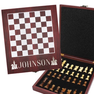 Custom Chess Set, Personalized Travel Chess Board, Monogram Chess Gift,  Chess Gift for Him, Her, Chess Player Gift Engraved Chess Set Board