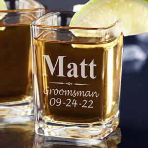 Groomsman Shot Glass, Shot Glasses For Bridesmaids, Maid of Honor Shot Glass, Best Man Groom Gift, Bridesmaid Shotglass, Engraved Shot Glass
