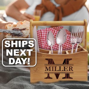 Utensil Caddy, Utensil Holder, Wooden Napkin Holder, Silverware Holder, Kitchen Gift Set Personalized Utensil Holder Engraved Utensil Holder