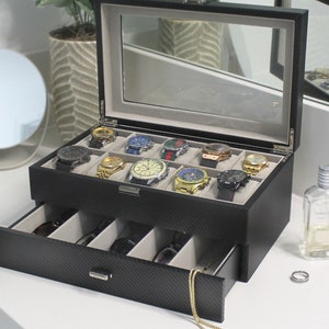 Custom Watch and Sunglasses Box with Drawer, Sunglasses and Watch Storage Box, Personalized Watch and Sunglass Organizer Box for Gift