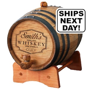 Bourbon Barrel, Personalized Whiskey Barrel, Wood Whiskey Barrel, Groomsmen Gift, Gifts for Groomsmen, Oak Barrel, 1 or 2 or 3 liter