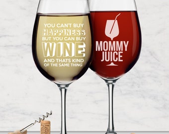 Wine Glasses With Sayings - Funny Mom Gifts -  Mom Gifts - Funny Wine Glasses - Gifts For Mom Birthday - Mommy Gifts - Wine Gifts