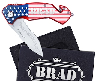 Monogrammed Knife, Personalized Pocket Knife, Engraved Pocket Knife with USA Colors, Groomsmen Gift Knife Folding Knife Knives for Groomsmen
