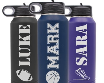 Custom Personalized Sports Water Bottle for Kids, Personalized Kids Water Bottle, Stainless Steel Water Bottle