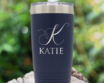 Powder Coated Tumbler, Personalized 20 oz and 30 oz Tumbler, Engraved Tumbler, Bridesmaid Tumbler, Custom Insulated Stainless Steel Tumbler