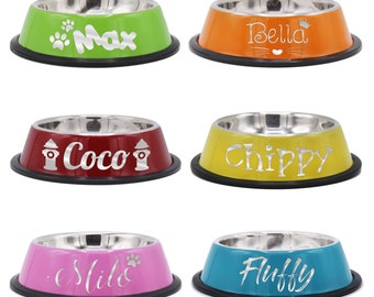 Custom Pet Bowls, Engraved Metal Pet Bowls, Personalized Metal Dog Bowl, Customized Cat Bowl, Laser Engraved Pet Bowls for Small Dogs