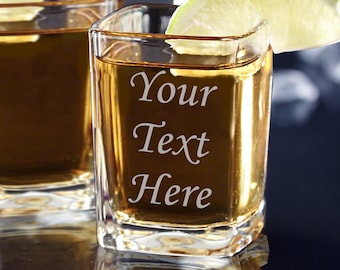 Personalized Square Shot Glass, Custom Engraved Shot Glass, Your Text Shot Glass, Etched Shot Glasses, Squared Shot Glass Personalized