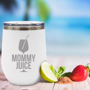 Mommy's Happy Juice Engraved Wine Tumbler - LemonsAreBlue