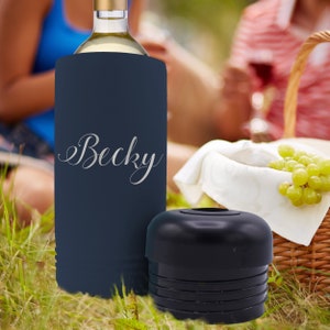 Wine Chiller Personalized - Custom Handheld Wine Cooler - Insulated Wine Sleeve