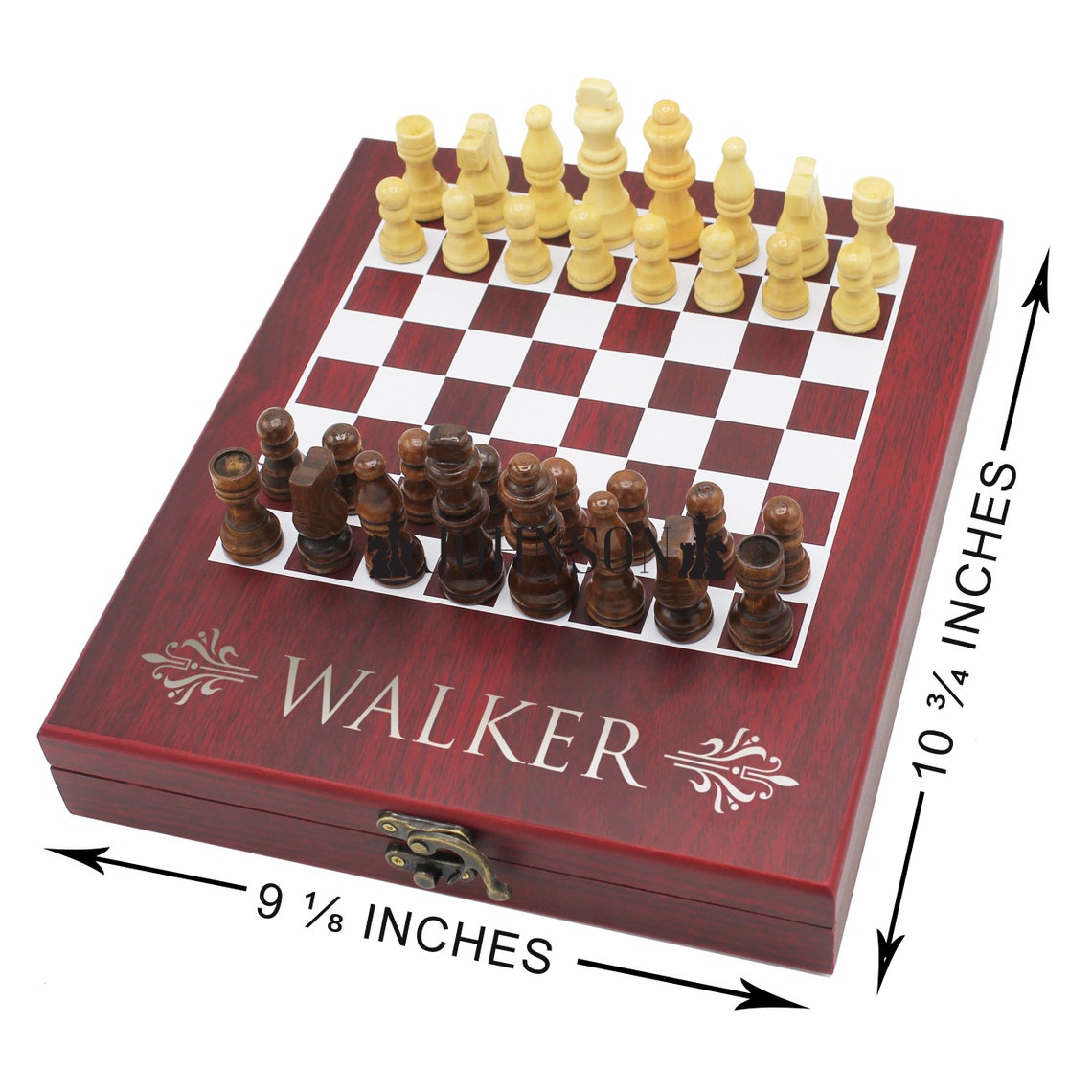 Custom Chess Set, Personalized Travel Chess Board, Monogram Chess Gift ...
