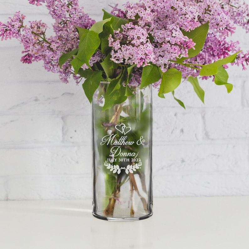 Flower Vase Wedding, Table Centerpiece, Custom Wedding Flower Centerpieces, Monogrammed Flower Vase for Wedding, Engraved Vase Centerpieces image 5