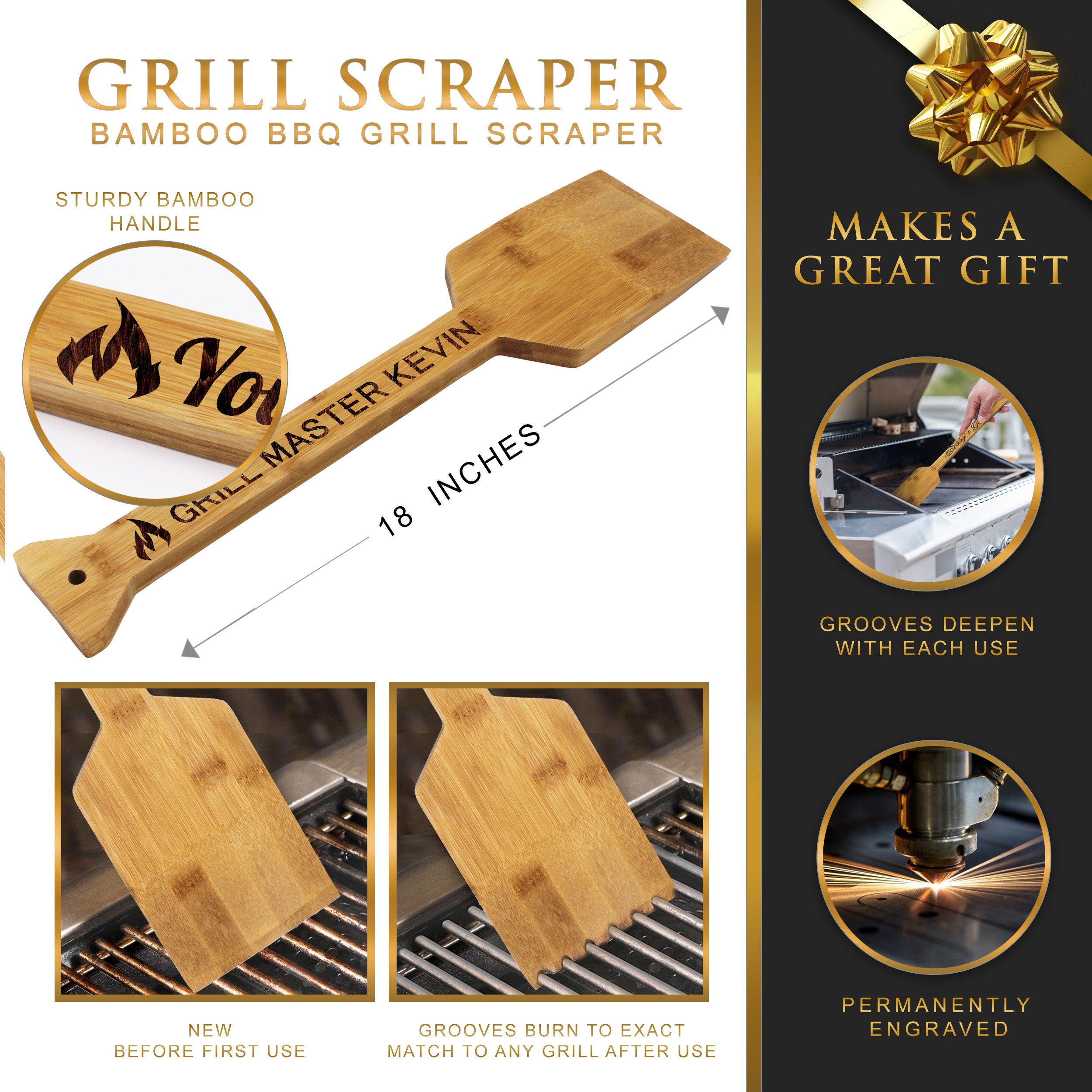 Personalized BBQ Scraper Custom Engraved Wood Grill Scraper Etsy