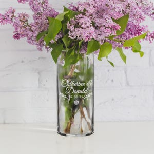 Personalized Flower Vase, Centerpieces for Wedding, Centerpiece Vase, Table Center Pieces, Engraved Flower Vase, Glass Vase Centerpiece afbeelding 4