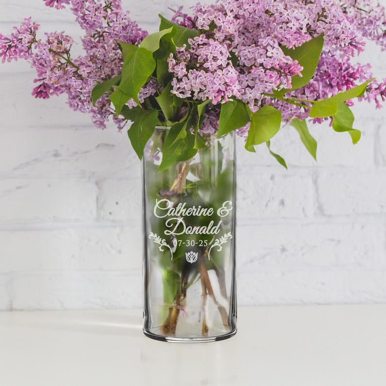 Personalized Flower Vase, Centerpieces for Wedding, Centerpiece Vase, Table Center Pieces, Engraved Flower Vase, Glass Vase Centerpiece afbeelding 4