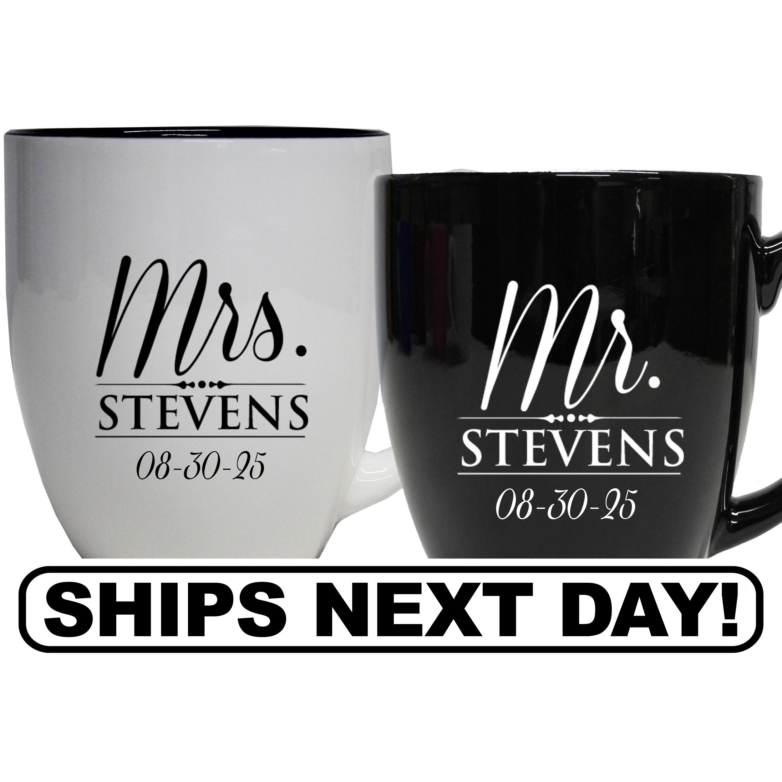 Couples Coffee Mugs, Wedding Coffee Cups, Newlywed Coffee Mugs, Anniversary Coffee Mug, Husband Wife Mugs, Personalized Couples Coffee Mugs