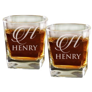 Custom Whiskey Glass, Monogrammed Whiskey Glasses, Rocks Glasses, Scotch Glasses, Engraved Whiskey Glasses, Whiskey Glasses Personalized image 2