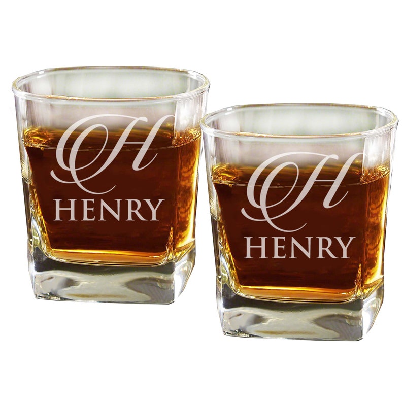 Custom Whiskey Glass, Monogrammed Whiskey Glasses, Rocks Glasses, Scotch Glasses, Engraved Whiskey Glasses, Whiskey Glasses Personalized image 2