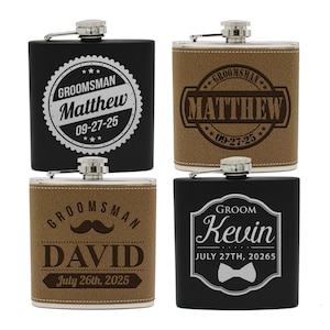 Personalized Flask Set, Groomsmen Gift, Gifts for Groomsmen, Personalized Groomsmen Flask, Custom Engraved Flask, Groomsman Flask