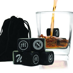 Set of 9 Whiskey Stones Personalized, Whiskey Stone Gift Set, Custom Whiskey Stones, Whiskey Stone Box, Drink Stones Monogram Whiskey Stones