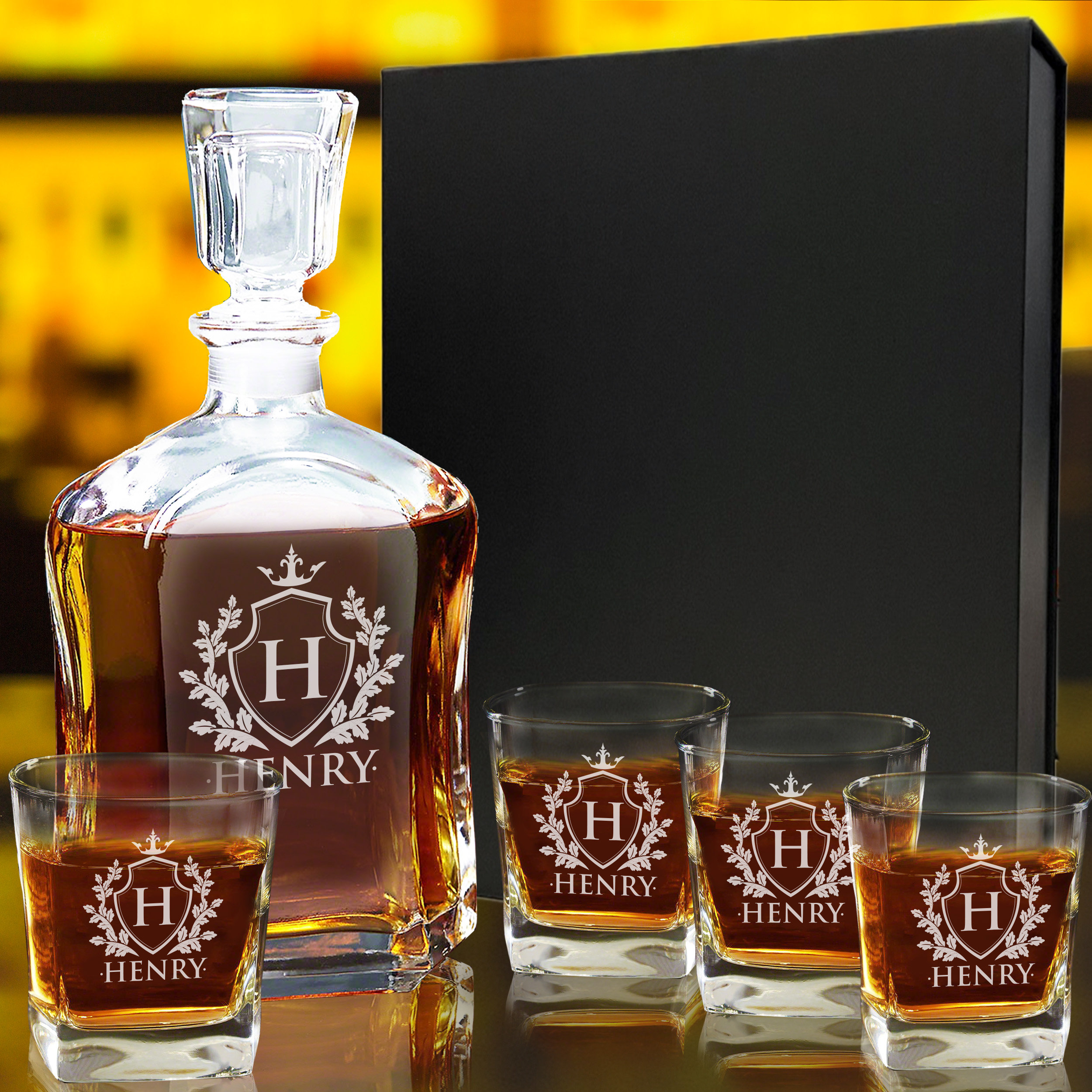 Whiskey Glass Gift Set | Whiskey Set with Stones for Men & Women with Wooden Box | Mixology & Craft