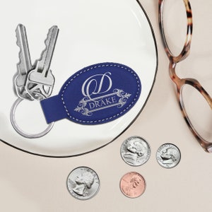 Personalized Keychain, Engraved Keychain, Custom Key Chain, Initial Keychain, Personalized Keyring, Keychain with Name, ROUND image 2