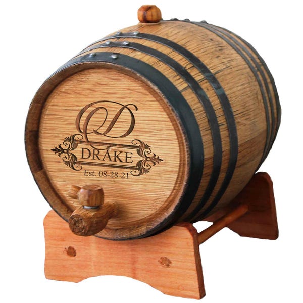 Personalized Wine Barrel, Bourbon Barrel, Whiskey Barrel, Gifts for Groomsmen, Groomsman Gift, Personalized Whiskey Barrel 1 or 2 or 3 Liter