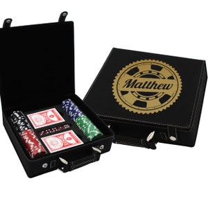 Personalized Poker Set, Poker Gifts, Poker Chip Display, Poker Player Gifts, Poker Lover Gifts, Poker Case, 100 Chip Set with Dice and Cards image 7