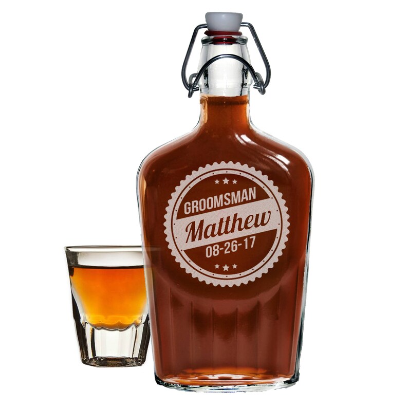 Engraved Glass Flask Personalized Flask Groomsmen Gifts Etsy